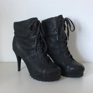 ASH lace up high heeled combat style boots